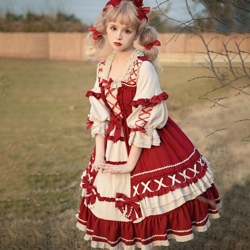 オリジナルデザイン 白雪姫 ロリータドレス ワンピース プリンセスドレス ロリータドレス デイリーop 甘くてエレガントなお茶会