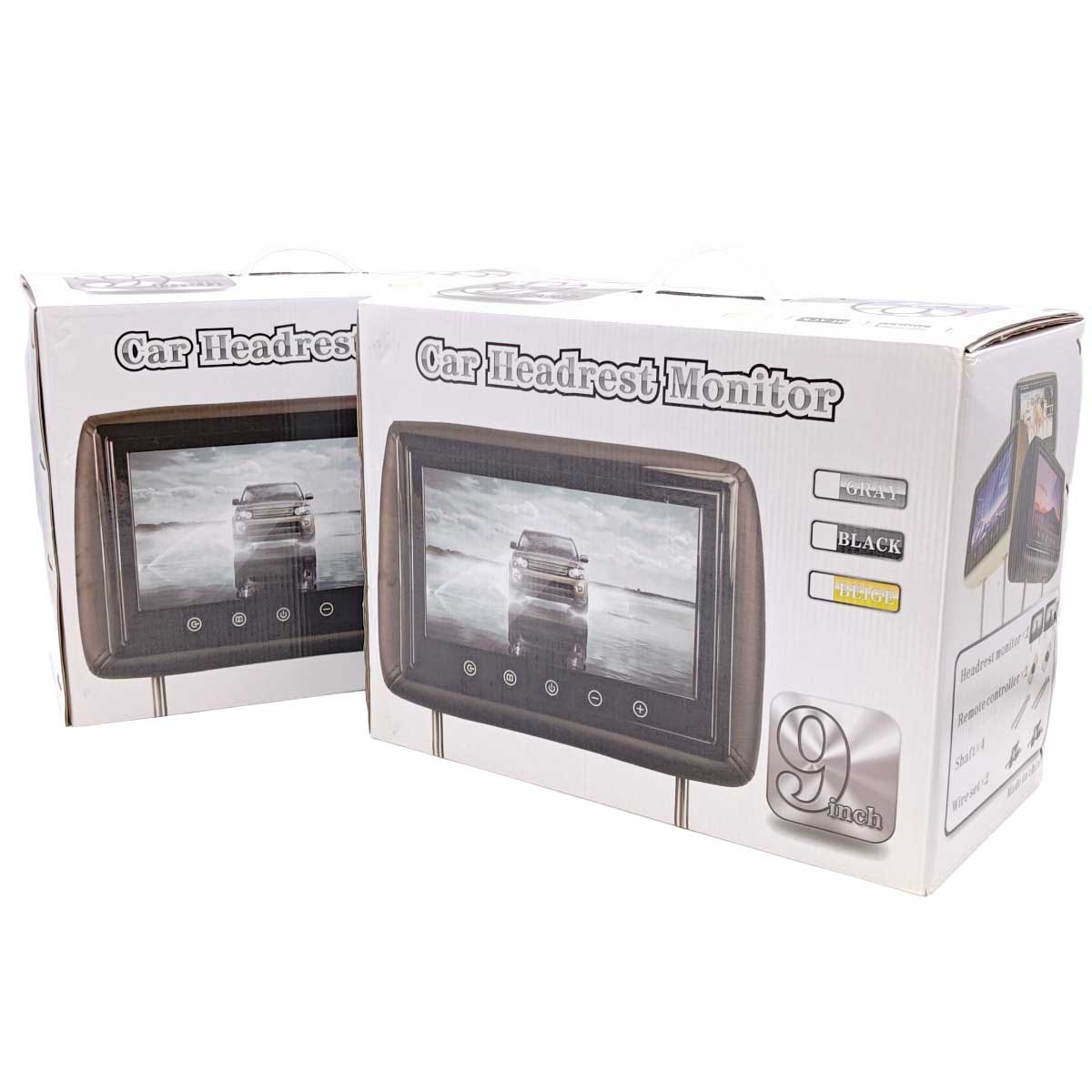 【中古・未使用品】[4台セット] 9インチ ヘッドレスモニター ブラック