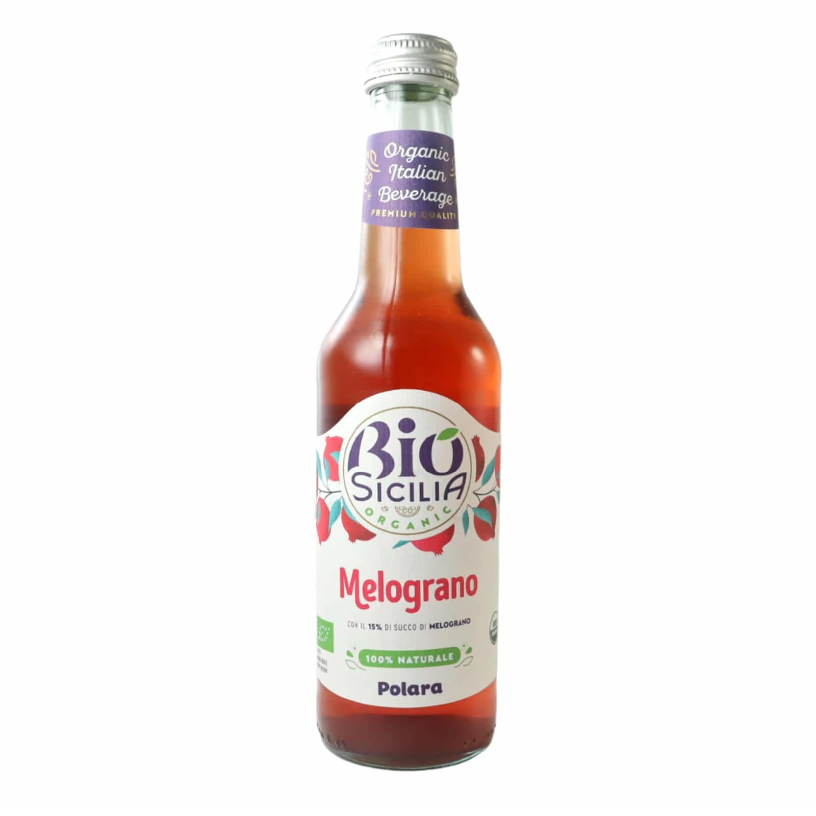 ビビテポラーラ（Bibite Polara）ビオシチリア オーガニック ソーダ(ザクロ）275ml×12本 果汁飲料 炭酸 まとめ売り