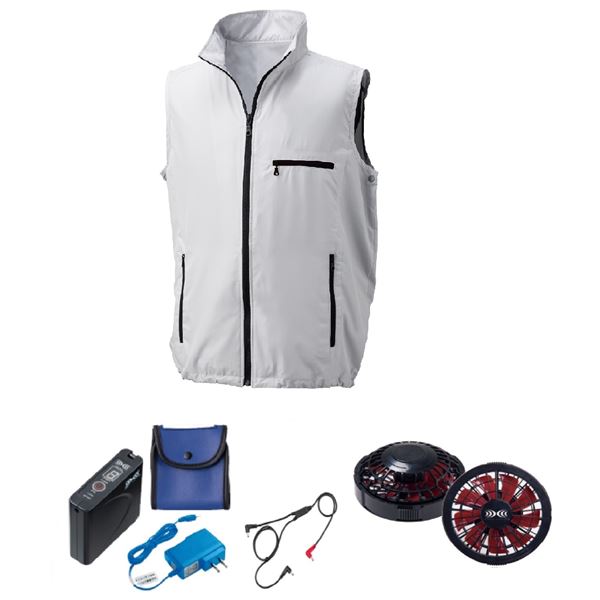 KU91720 空調服 R ポリエステル製 半袖 FAN2300B・RD9261・LISUPER1セット オレンジ×ネイビー L KU91720 空調服 R ポリエステル製 半袖 FAN2200B・RD9261・LISUPER1