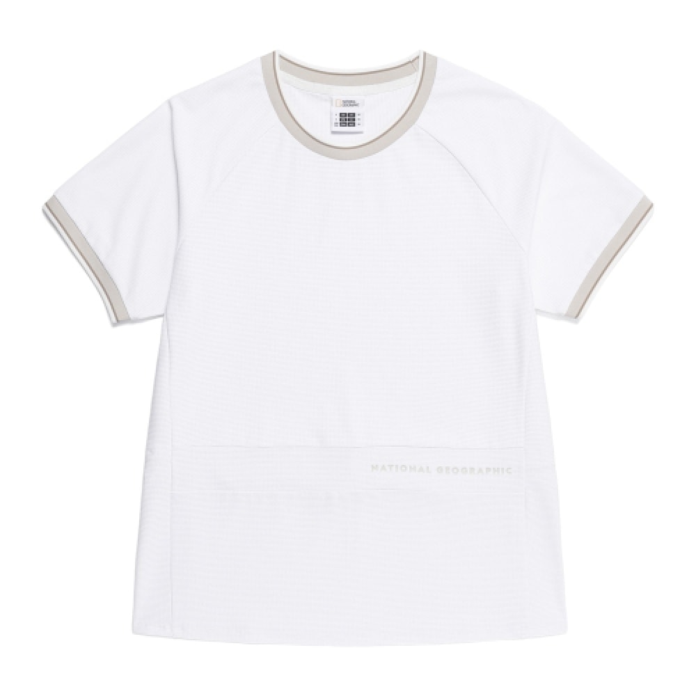 ナショナルジオグラフィック N262WTS110 女性用テクスチャード加工セミオーバーフィット半袖Tシャツホワイト