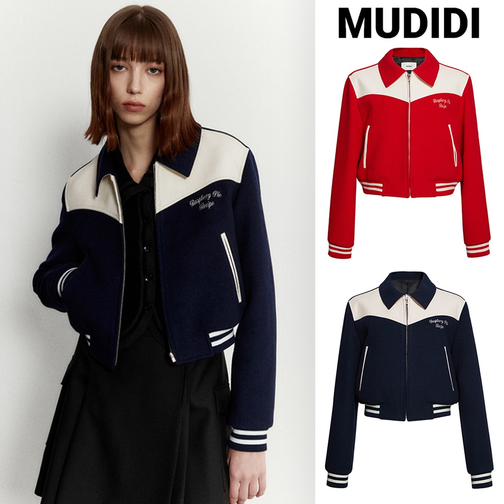 [MUDIDI] Color Block varsity jacket 001