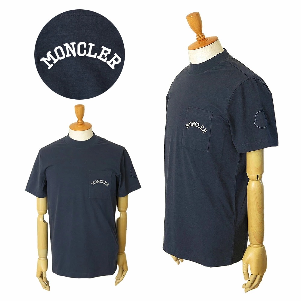 Tシャツ 半袖 メンズ 8C00050 89AA2 778 トップス モックネック ロゴ刺繍 ネイビーブルー