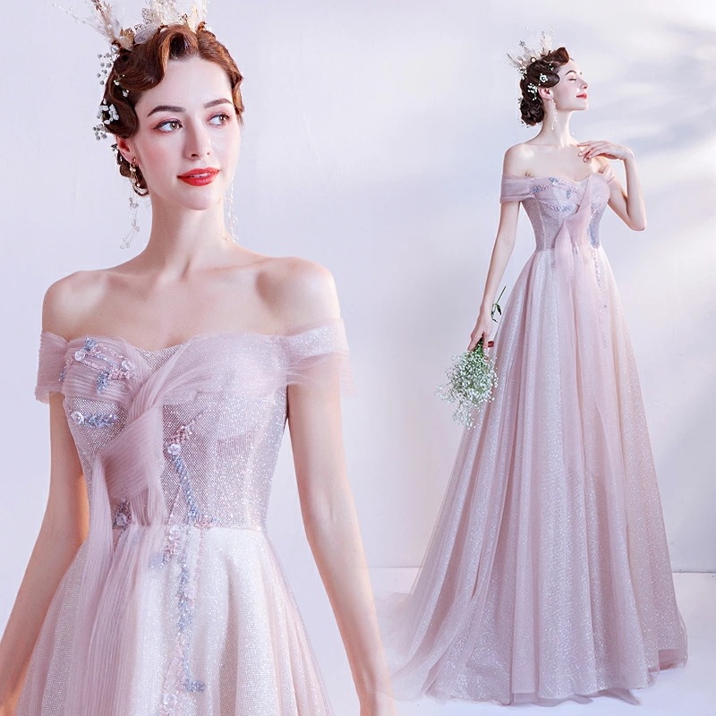 カラードレス 編み上げタイプ 前撮りドレス 半袖 花嫁 イブニングドレス オフショルダー 豪華ドレス 撮影 ロングドレス 二次会 結婚式 発表会 演奏会 ステージ 衣装 かわいい Aラインドレス フォ