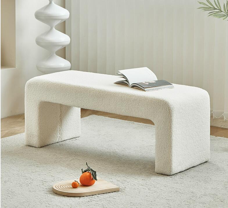 北欧風ソファーラム生地 リビングルーム ソファスツール 軽いベッドサイドスツール ドレッサーベンチ玄関　座椅子