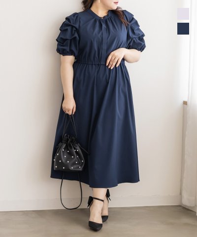 大きいサイズ レディース LL 3L 4L XL XXL XXXL デザインタックスリーブワンピース 4,836円