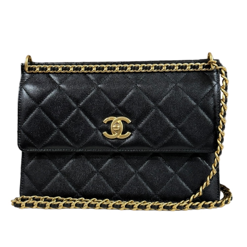 シャネル スモールフラップバッグ ショルダーバッグ キャビアスキン AS4169 ブラック CHANEL 中古 美品