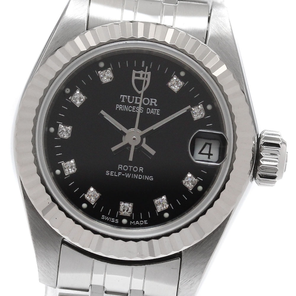 チュードル TUDOR 92514 プリンセスデイト WGベゼル 10P 自動巻き レディース 保証書付き_950623【中古】