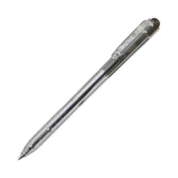 TANOSEE ノック式なめらかインク油性ボールペン 最安値 グリップなし 0.5mm 100本：10本10パック 1セット ついに再販開始 黒 軸色：クリア