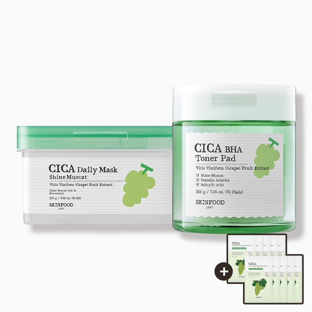 【スキンフード】【シャインシートマスク10枚プレゼント】シャインマスキャットシカデイリーマスク30枚＋シャインマスキャットシカパッド70枚2種セット