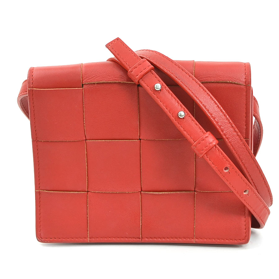 ボッテガヴェネタ BOTTEGAVENETA ショルダーバッグ マキシイントレチャート レザー レッド レディース h31423g