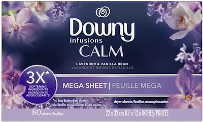 他サイト： ダウニーシート MEGA インフュージョン CALM ラベンダー&バニラ 80枚×1個 Downy Mega Sheet Infusions CALM Lavender&Vanilla bean 柔軟の商品画像