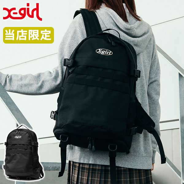 当店限定モデル リュック レディース X-girl 29L 通学 PC収納 限定 SILVER OVAL LOGO BACKPACK 105251053013