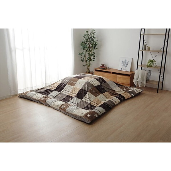 1151800061706 こたつカバー 長方形 カバー ギャッベ柄 ノルディック ブラウン 約215×295cm メーカー直送