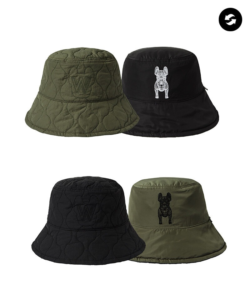 最大12%OFFクーポン 22F/W韓国ファッションメンズ帽子新品入荷! LW224CP411 メンズ帽子キルティングリバーシブルバケットハット(2色) 帽子