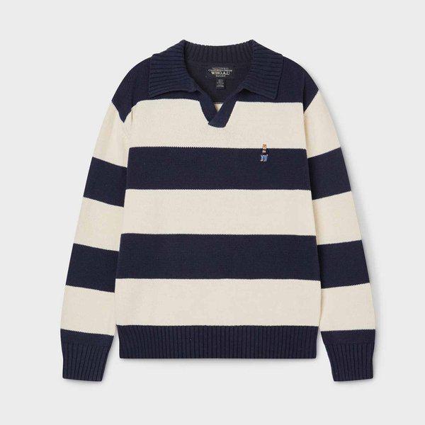 Steve Stripe Open Collar Pullover WHKAG2333U