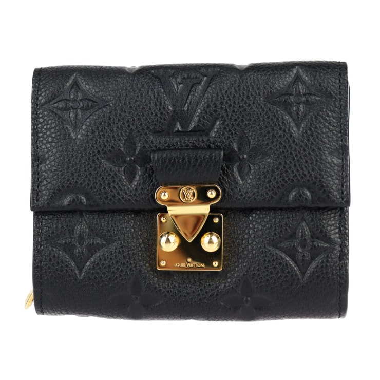 超美品 LOUIS VUITTON ルイ ヴィトン 三つ折り財布 M80880 ポルトフォイユ メティス コンパクト モノグラムアンプラント レザー ブラック ゴールド金具 ラウンドジップ ビトン 本