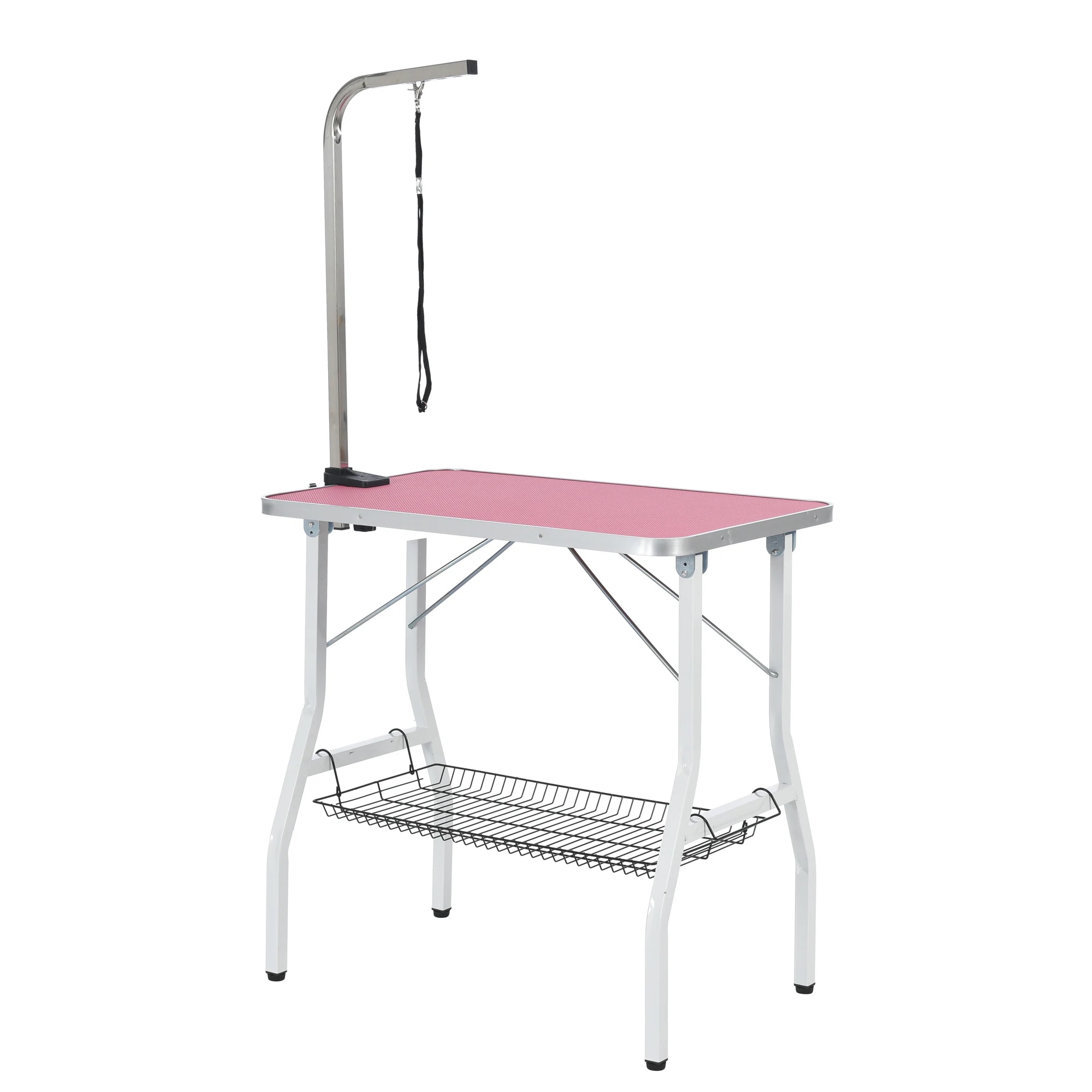1445トリミングテーブル 折りたたみ トリミング台 トリミング 折り畳み ペット用 シャンプー カット ブロー ブラッシング 爪切り バリカン【ピンク】