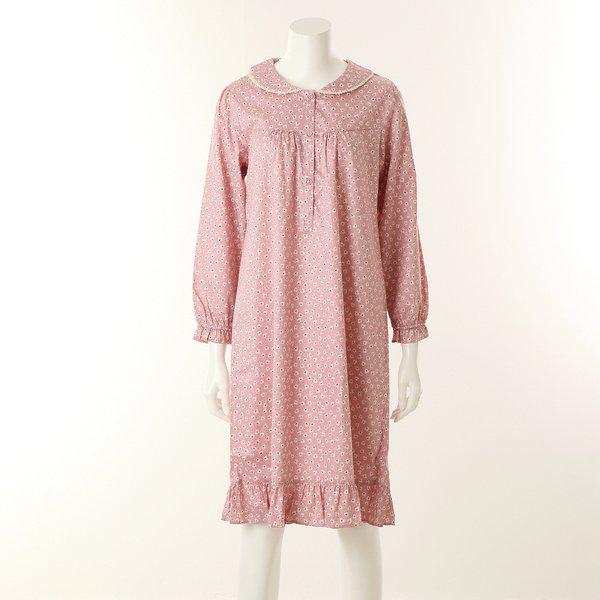 ソルブ綿80番手クローバープリントしっとりワンピースパジャマVGN4553PK