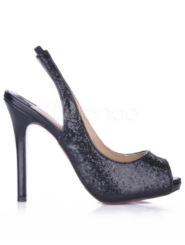 キラキラスパンコールピープトウの女性sのスリングバックシューズ 5,798円