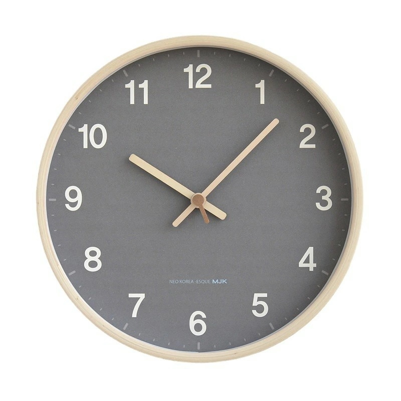 ウォール クロック 壁掛け時計 シンプル モダン デザイン 耐久性 おしゃれ 使いやすい グレー 木製 お部屋のインテリア インダストリアルスタイル 時計