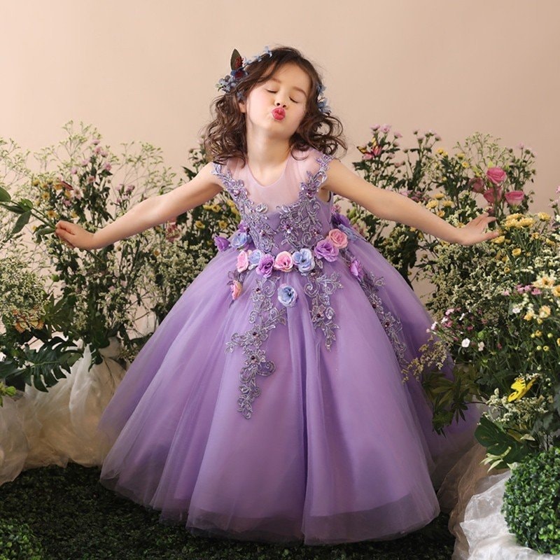 子供ドレス ロングドレス フォーマルドレス 子ども ピアノ発表会 フラワーガール 二次会 花 入園式