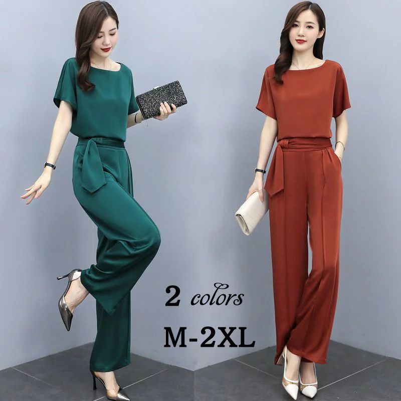 セットアップ レディース 夏 40代 20代 コーデ カジュアル 2点セット ブラウス 半袖 ガウチョパンツ シフォン 大きいサイズ 韓国風 おしゃれ 着痩せ 通勤 上品 バレンタイン 2025 プレ
