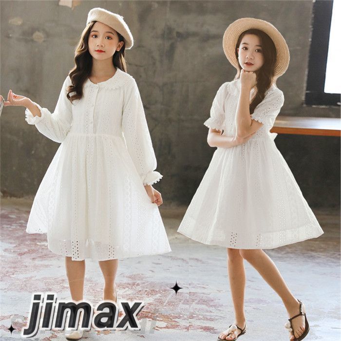 子供服 ワンピース 長袖 半袖ワンピース キッズ 女子 長袖 春秋 学生 ワンピース 可愛い 入学式 スカート オールインワン キッズ ホワイト 韓国子供服 ワンピース 110 120 130 140