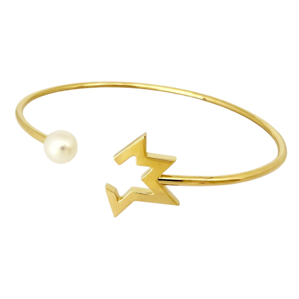 タサキ コメット プラス バングル 18金 K18イエローゴールド アコヤパール TASAKI 中古 美品