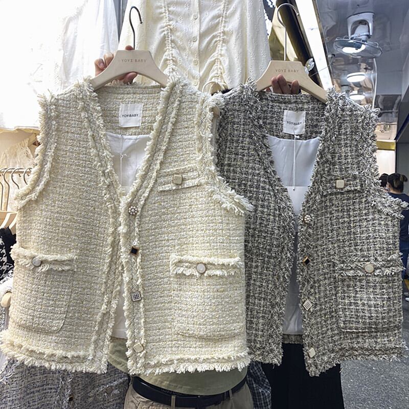 2color レディース アウター 春秋アウター ジャケット ベスト ジレ ツイードベスト