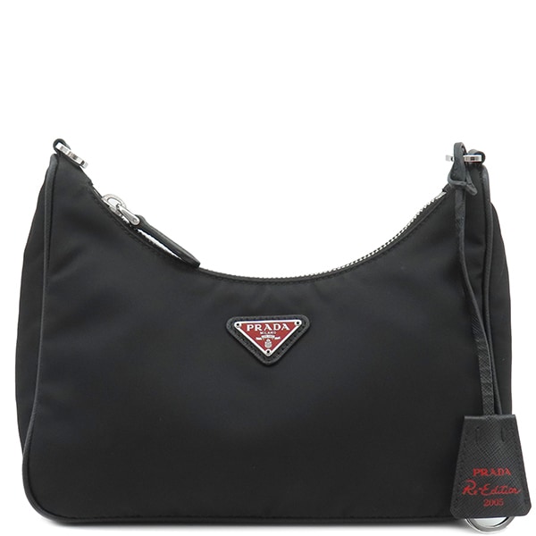 プラダ PRADA 2WAYバッグ Re-Edition2005 ナイロン ショルダー ナイロン ブラック シルバー金具 黒 三角ロゴプレート 【中古】