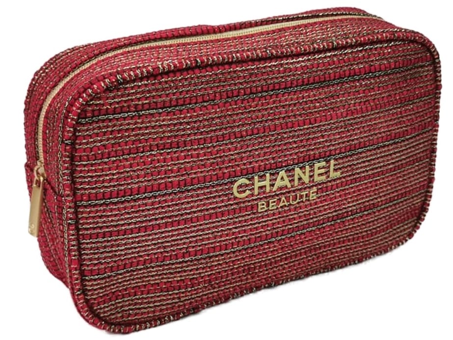 CHANEL NOVELTY RED シャネル ロゴ入化粧ポーチ CCロゴ入りファスナー レッドマルチ/ゴールド