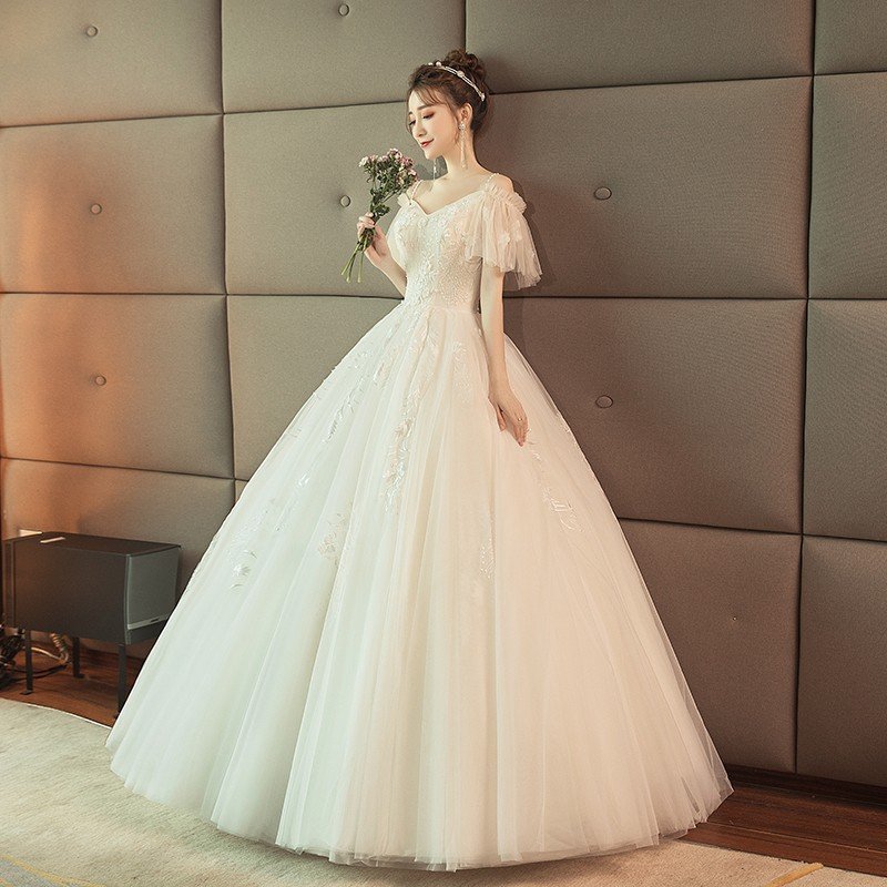 ウェディングドレス サイズ 白 安い 結婚式 花嫁 調節 プリンセス ロングドレス ブライダル 二次会 パーティードレス 披露宴 イブニングドレス