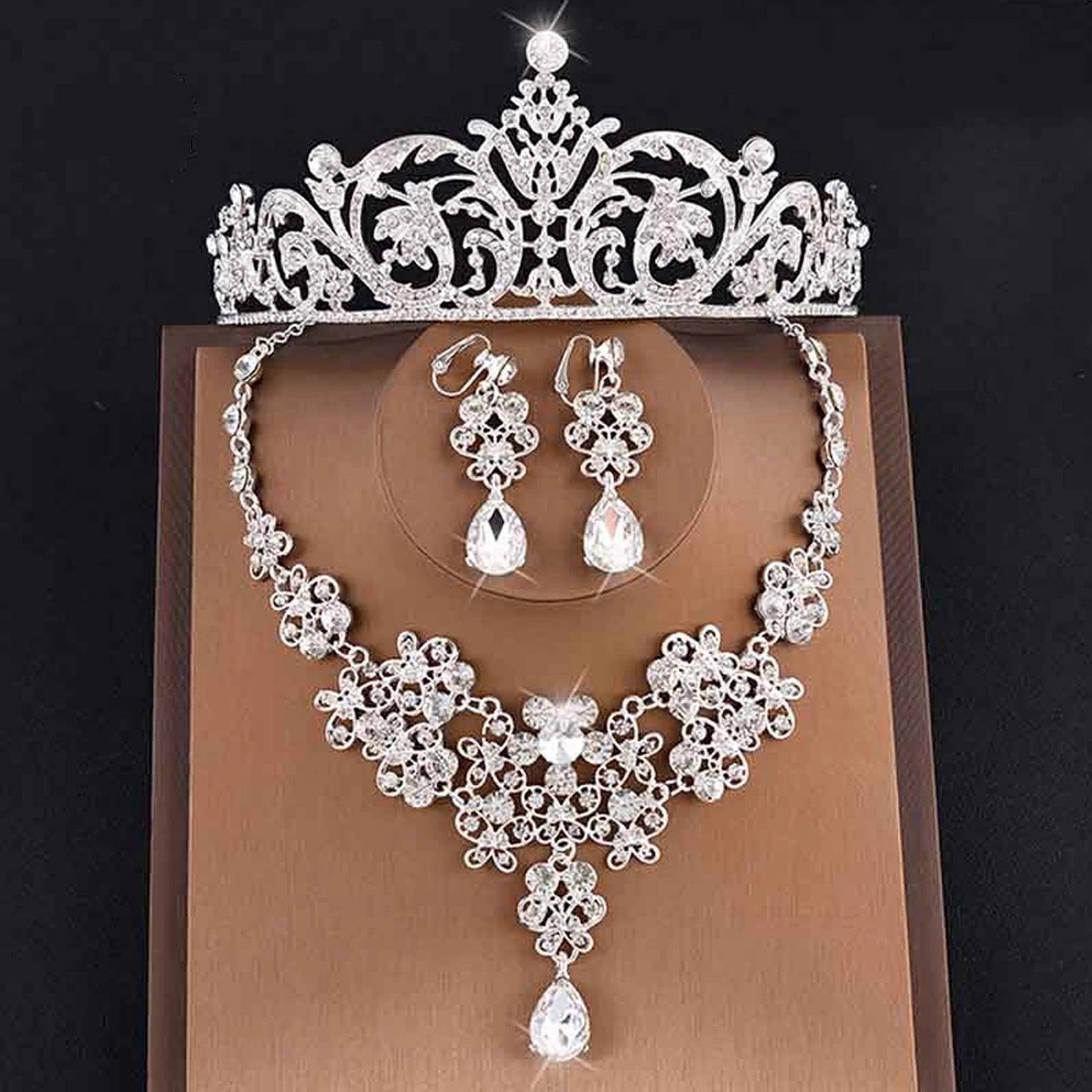 プリンセスウエディングジュエリーセット（イヤリング＆ネックレス＆ティアラ） 首飾り チョーカー レディース 結婚式 王冠 コスプレ お姫様 プリンセス 宝石 ドレス 披露宴 nt521xxxxxxxx