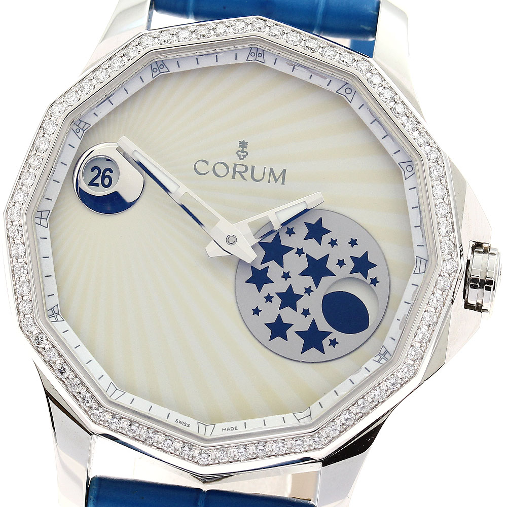コルム CORUM A384/03121 アドミラルズカップ レジェンド38 ミステリームーン ダイヤベゼル 自動巻き ボーイズ 極美品 保証書付き_897396【中古】