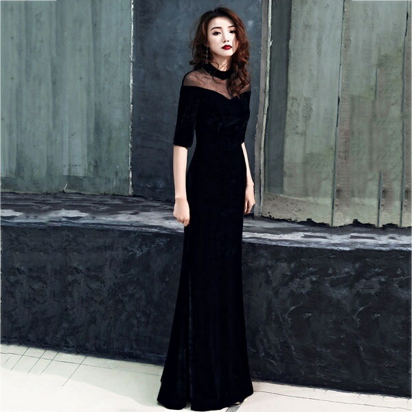 【毎日厳選 】 ドレス 大人 ピアノ 発表会 演奏会用ドレス ロングドレス 演奏会 イブニングドレス 結婚式 母親 ピアノ発表会 中学生 パーティードレス 発表会ドレス 袖付き 黒 高校生 大きいサイ