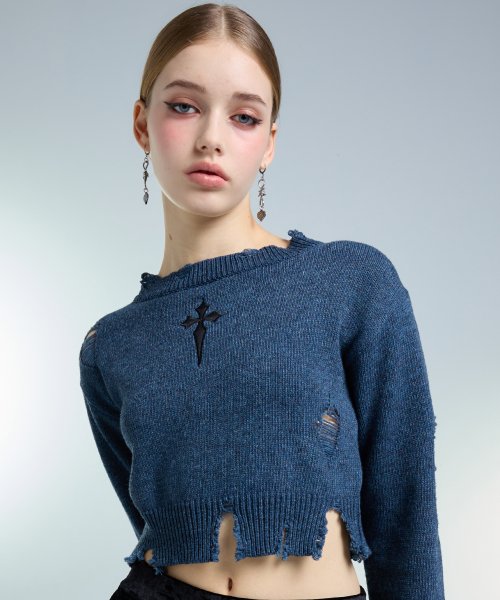 AM GRUNGE KNIT(BLUE)