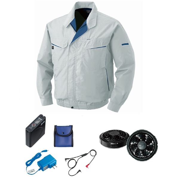 KU90470 空調服 綿/ポリ混紡 FAN2300B/LISUPER1セット シルバー L