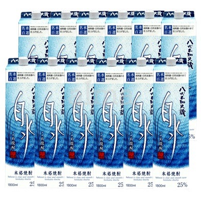 白水 米（こめ）焼酎 25度 1800ml(1.8L)パック 2ケース
