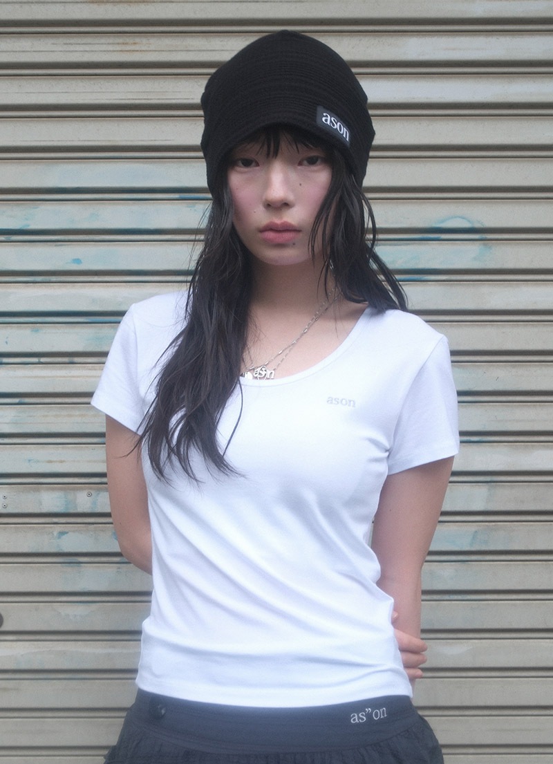 【AS"ON】 PLAIN SLIM TEE / WHITE 正規品