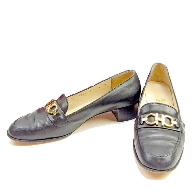 パンプス #6C ガンチーニ ブラック ゴールド 中古 9,494円