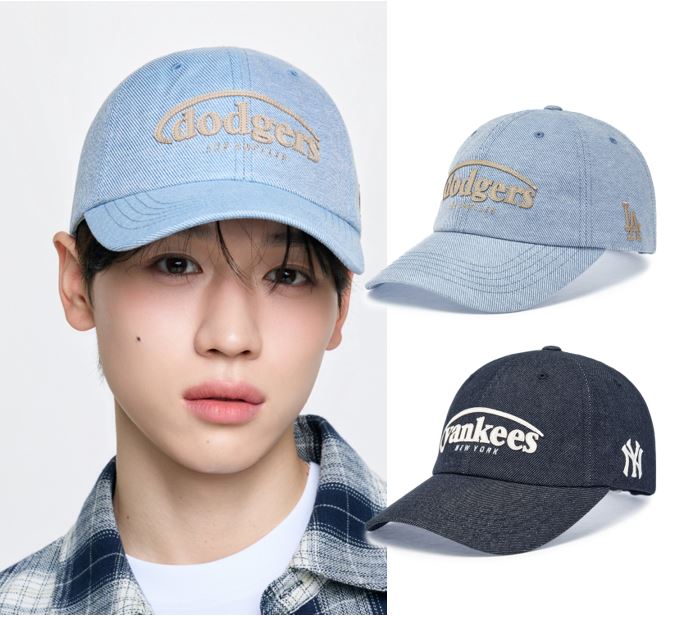 Denim Curve Logo Unstructured Ball Cap (3ACPV196N-07BLL, 3ACPV196N-50INS)