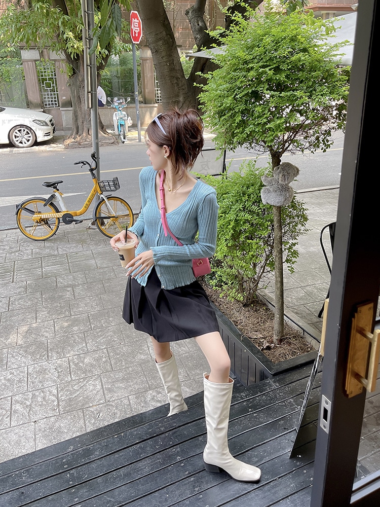 激安セール スリム 中筒 騎馬靴 歩きやすい 太踵 ニーハイブーツ ただし膝 長靴 角頭靴 高筒靴 ロングブーツ ウエスタンフリンジ