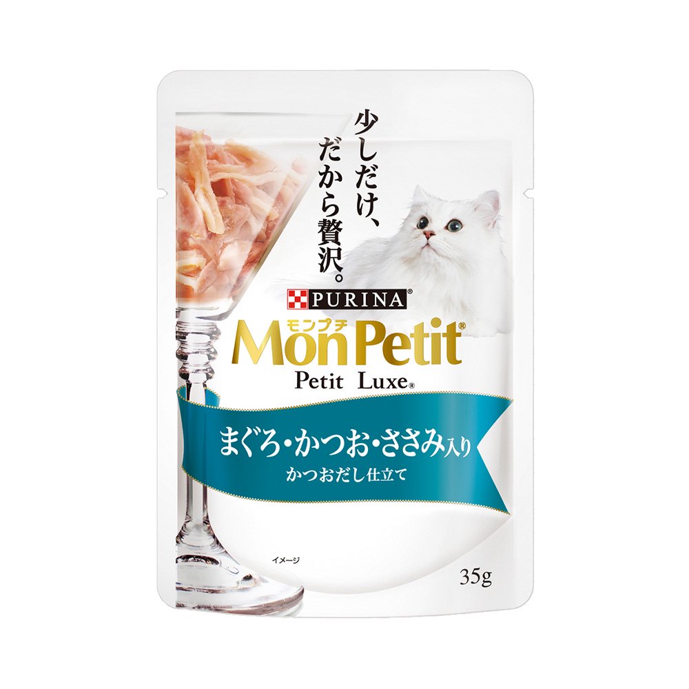 プチリュクス　パウチ　まぐろ・かつお・ささみ　かつおだし仕立て　３５ｇX４８袋　ＣＲＣ35―20―75―10―51