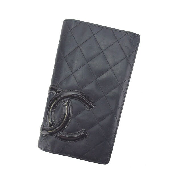 長財布 ファスナー付き長財布 カンボンライン ブラック ピンク 中古