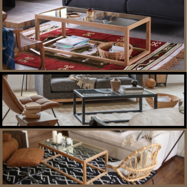 ガラステーブル センターテーブル ローテーブル 天然木 強化ガラス リビング 飾り棚 ブラック ナチュラル RTO-111