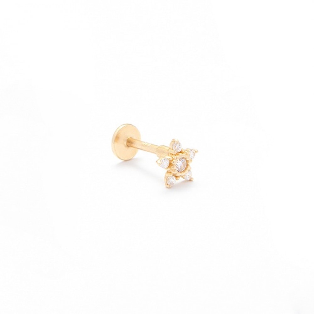 LUNNE 14k フラワーキュービックラブレットトラガスピアス (14k ゴールド) #W06