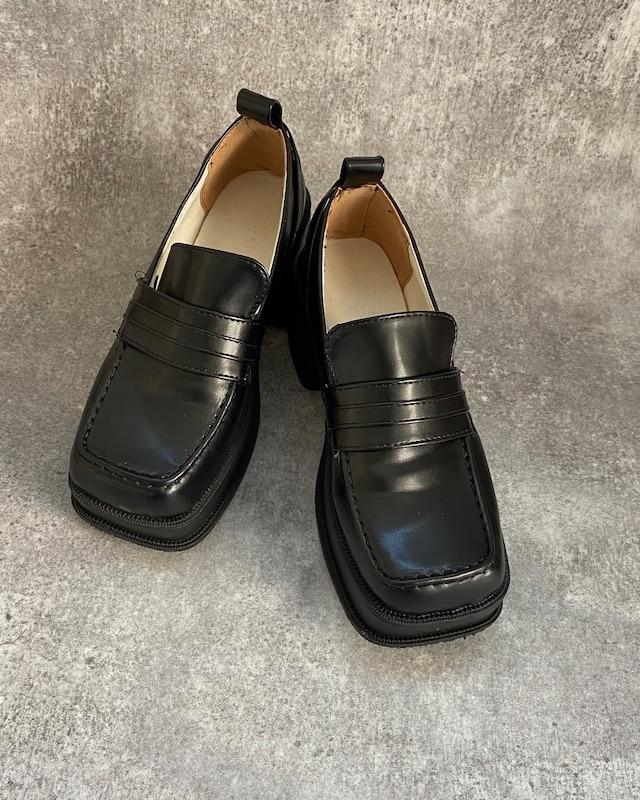 Square toe platform loafers