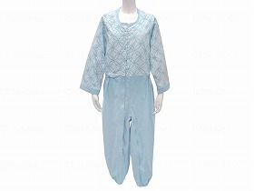 丸昌 制菌前開き介護用つなぎ（フルオープン） ブルー L