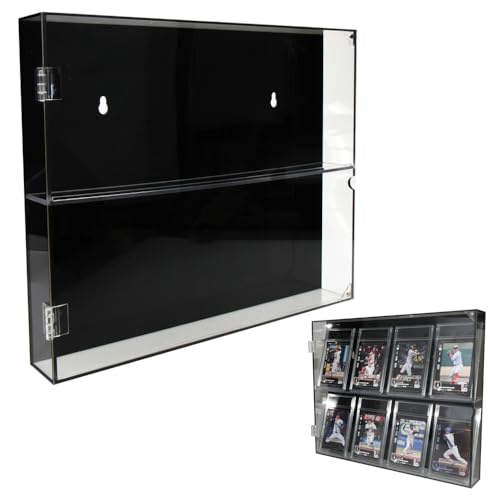 PSA対応トレカ収納ケース 8枚 コレクション 展示 前扉付き UVカット 壁掛け 自立 ショップ